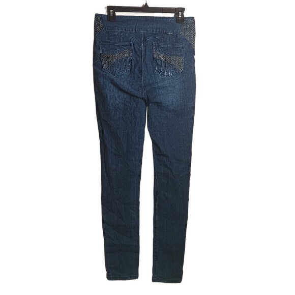 Minerva Skinny Jeans Womens 13 Dark Wash High Rise Embroidered Jewel Button - Picture 3 of 4
